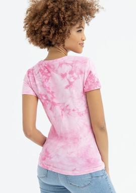 Camiseta Fracomina Graphic Tiedye Rosa para Mujer