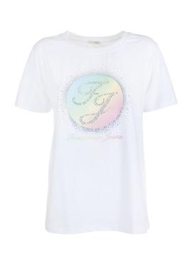 Camiseta Fracomina Diseño Multi Brillos Blanca para Mujer