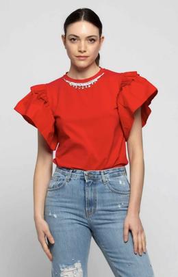 Camiseta Kocca Iluren Roja Adorno Roja para Mujer