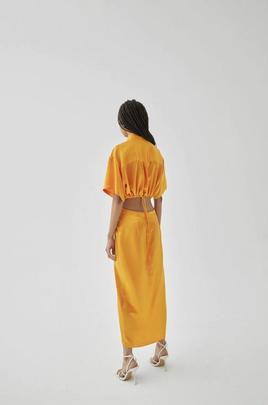 Vestido Isabelle Blanche Camisero Satén Naranja para Mujer