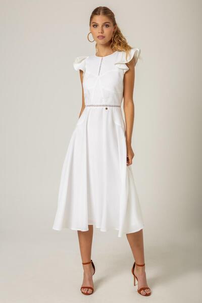 Vestido Midi Masavi Peace Lino Blanco para Mujer