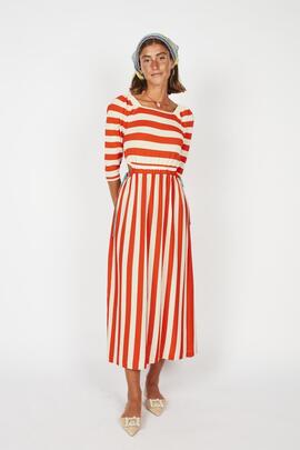 Vestido Montoto Rayas Naranja y Beige para Mujer