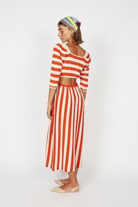 Vestido Montoto Rayas Naranja y Beige para Mujer