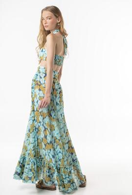 Maxi Falda Guts&Love Crossed Blossoms Azul para Mujer